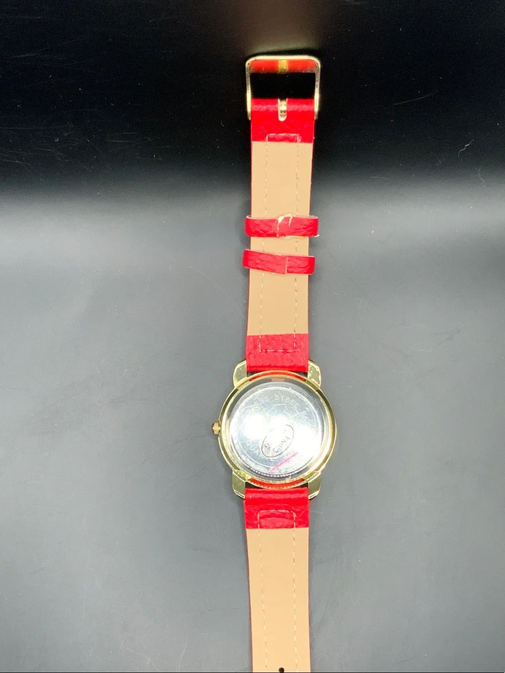 Red Plaid Women's Fashion Watch with Gold Case